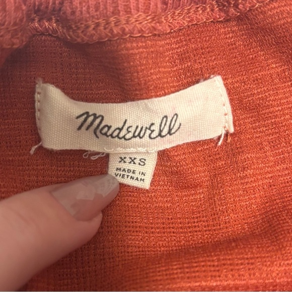 MADEWELL Burnt Orange Rust Off The Shoulder Textured Button Front Dress Size XXS - Picture 4 of 5